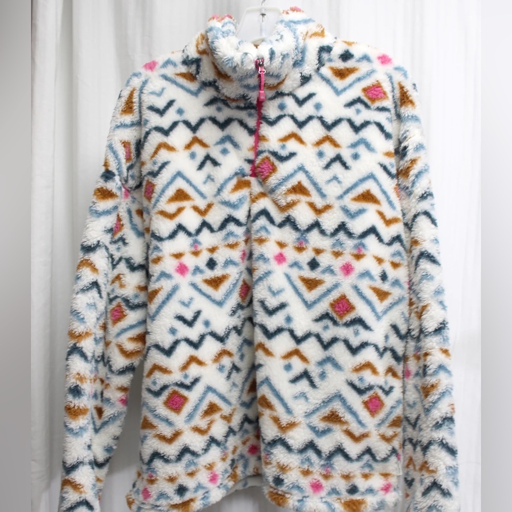 Eddie Bauer White and Blue Fleece Jacket